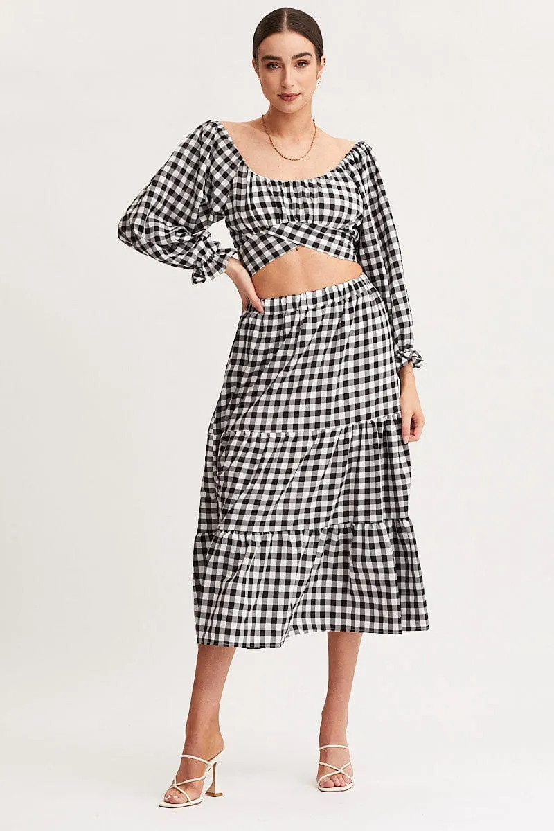 Check Midi Skirt High Rise,skirt,denim skirt,mini skirt,maxi skirt,jean skirt,skort,tennis skirt,pleated skirt,pencil skirt,bubble skirt,plisse skirt,fitted skirt,midi skirt,short skirt,short mini skirt,leather skirt,a line skirt,Split skirt