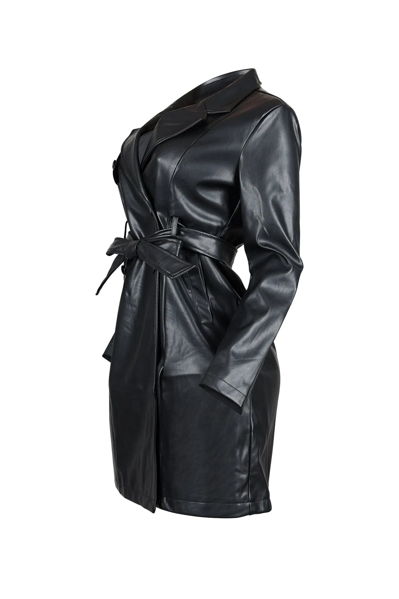Chelsey Vegan Leather Coat Dress