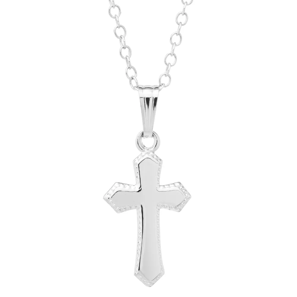 Children's Silver Cross Pendant Necklace 15" 