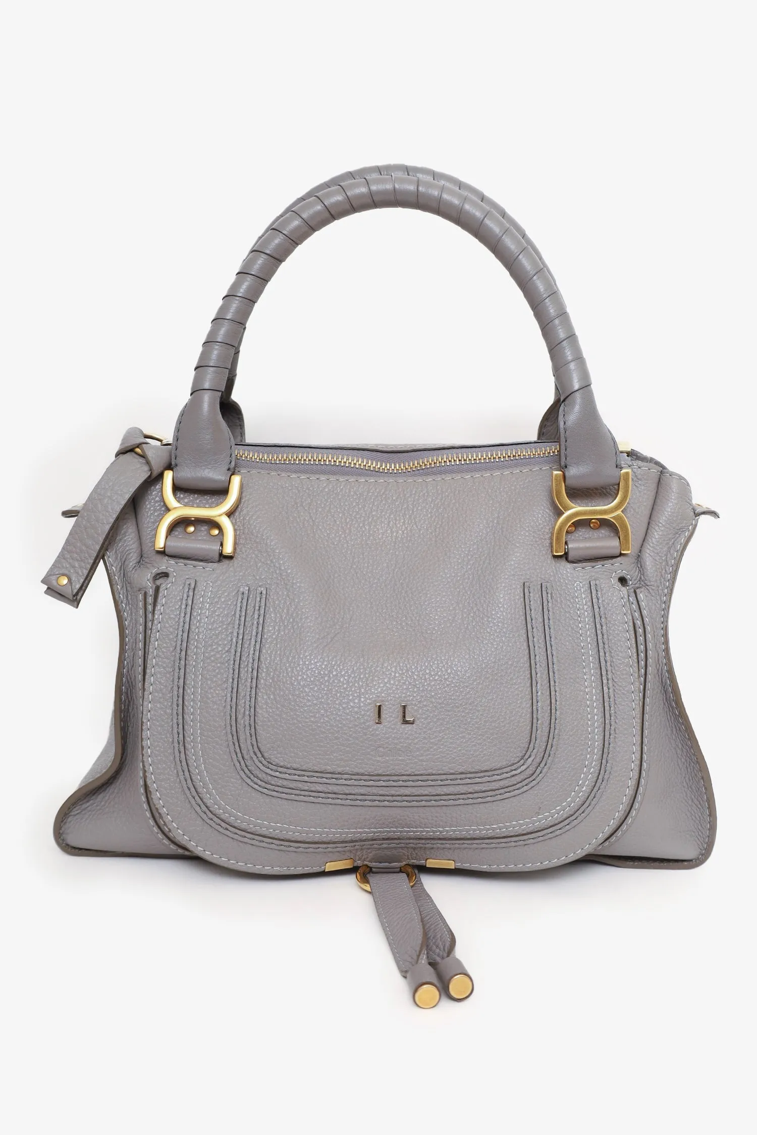 Chloe Grey Leather Marcie Top Handle Bag with Strap with 'IL' Initials handbags bulk sale