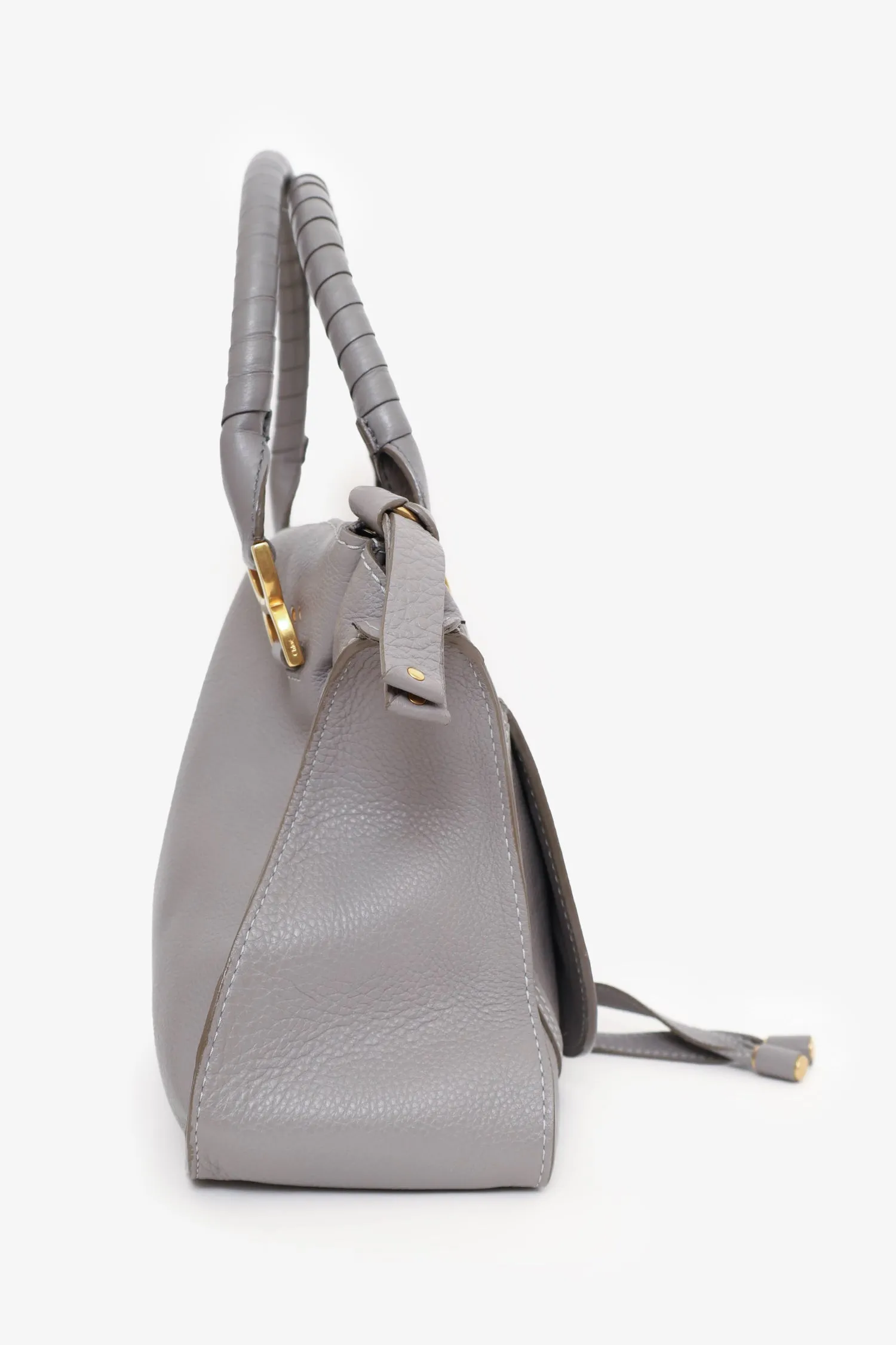 Chloe Grey Leather Marcie Top Handle Bag with Strap with 'IL' Initials