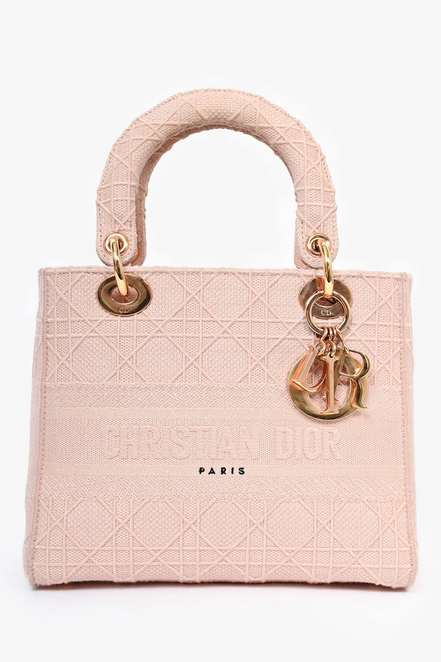 Christian Dior 2020 Pink Fabric Cannage Medium D-Lite Top Handle with Strap handbags bulk sale