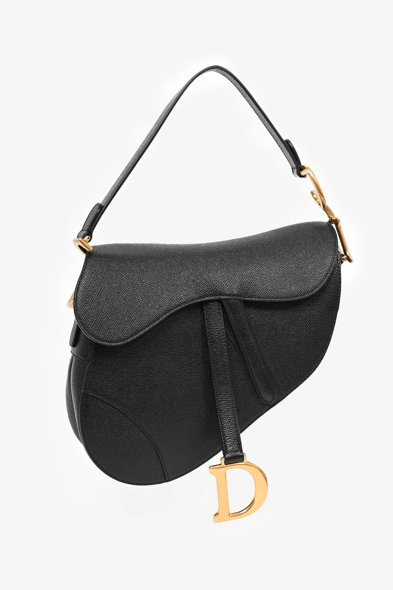 Christian Dior 2022 Black Grained Leather Saddle Bag handbags bulk sale