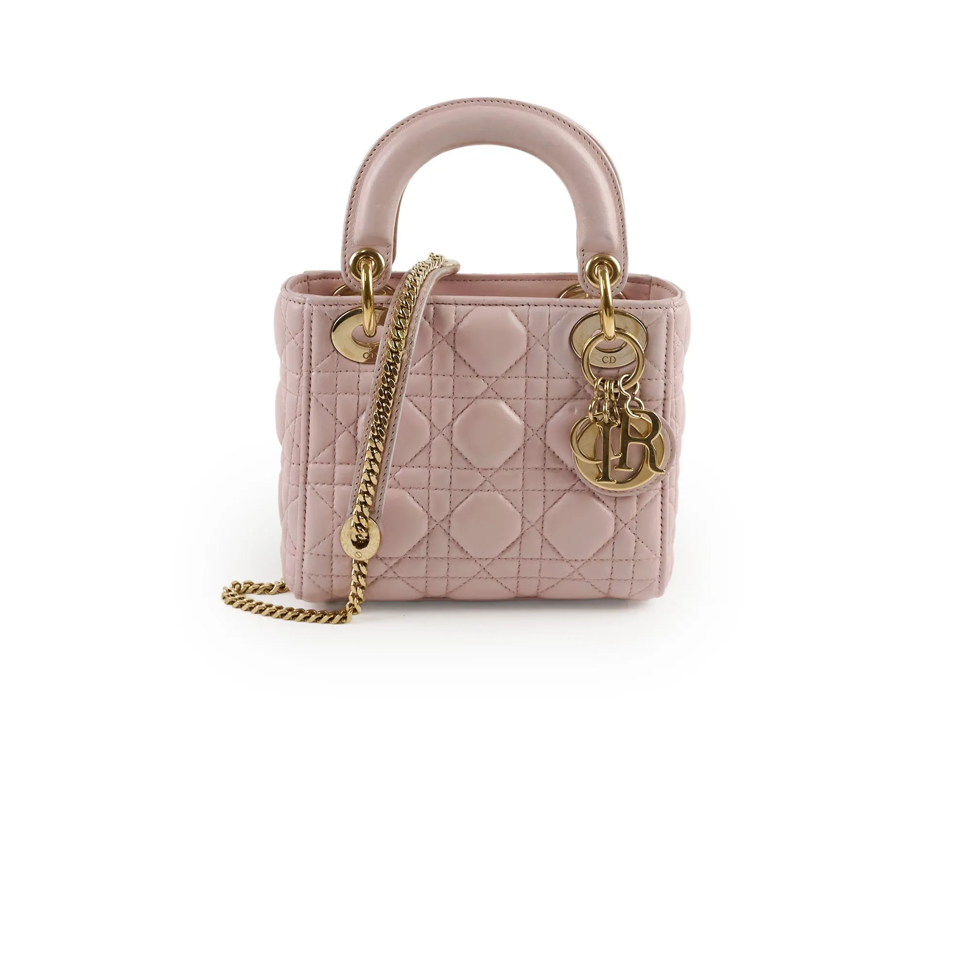 Christian Dior Lambskin Mini Lady Dior Baby Pink