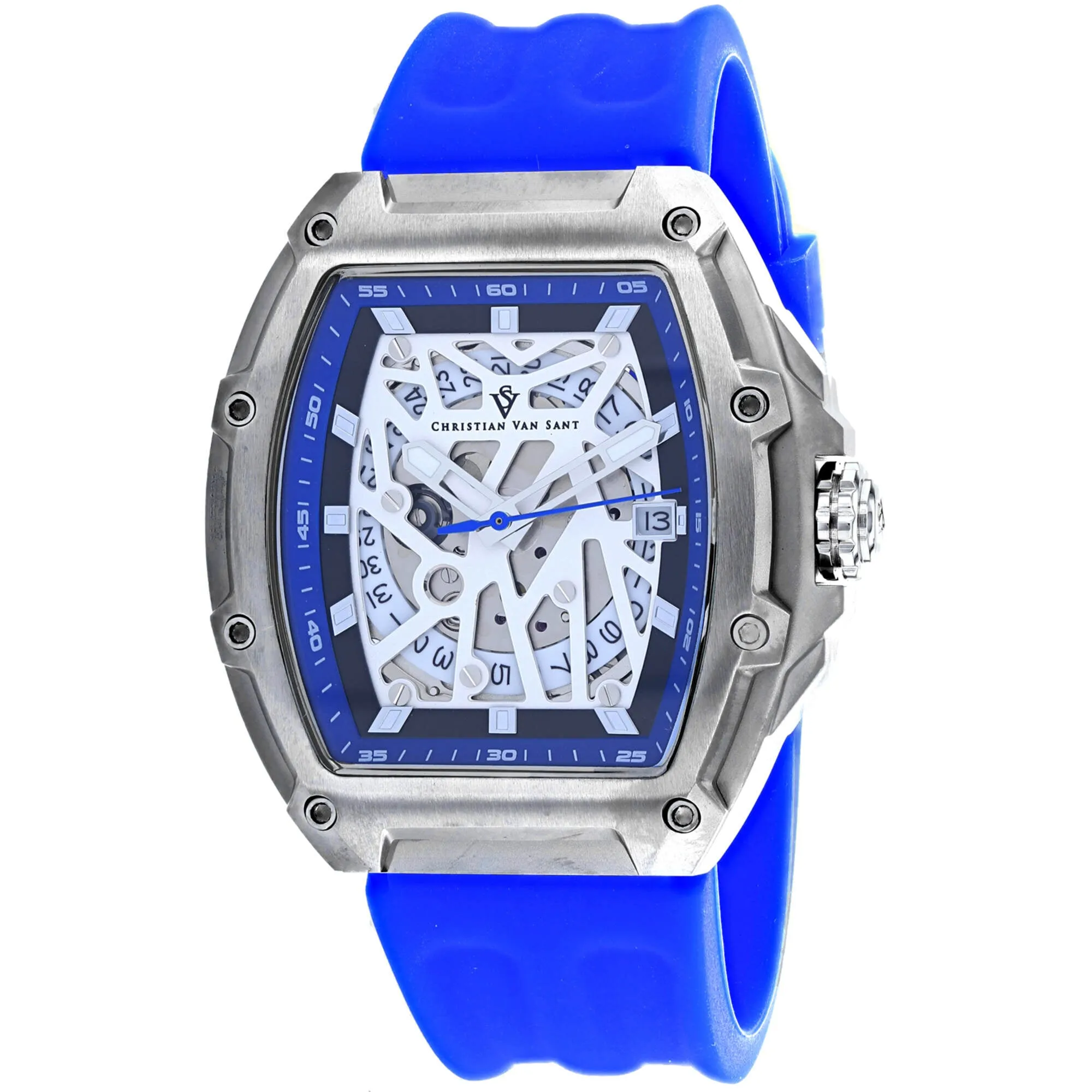 Christian Van Sant Men's Watch - Odyssey White Skeleton Dial Rubber Strap | CV6191 