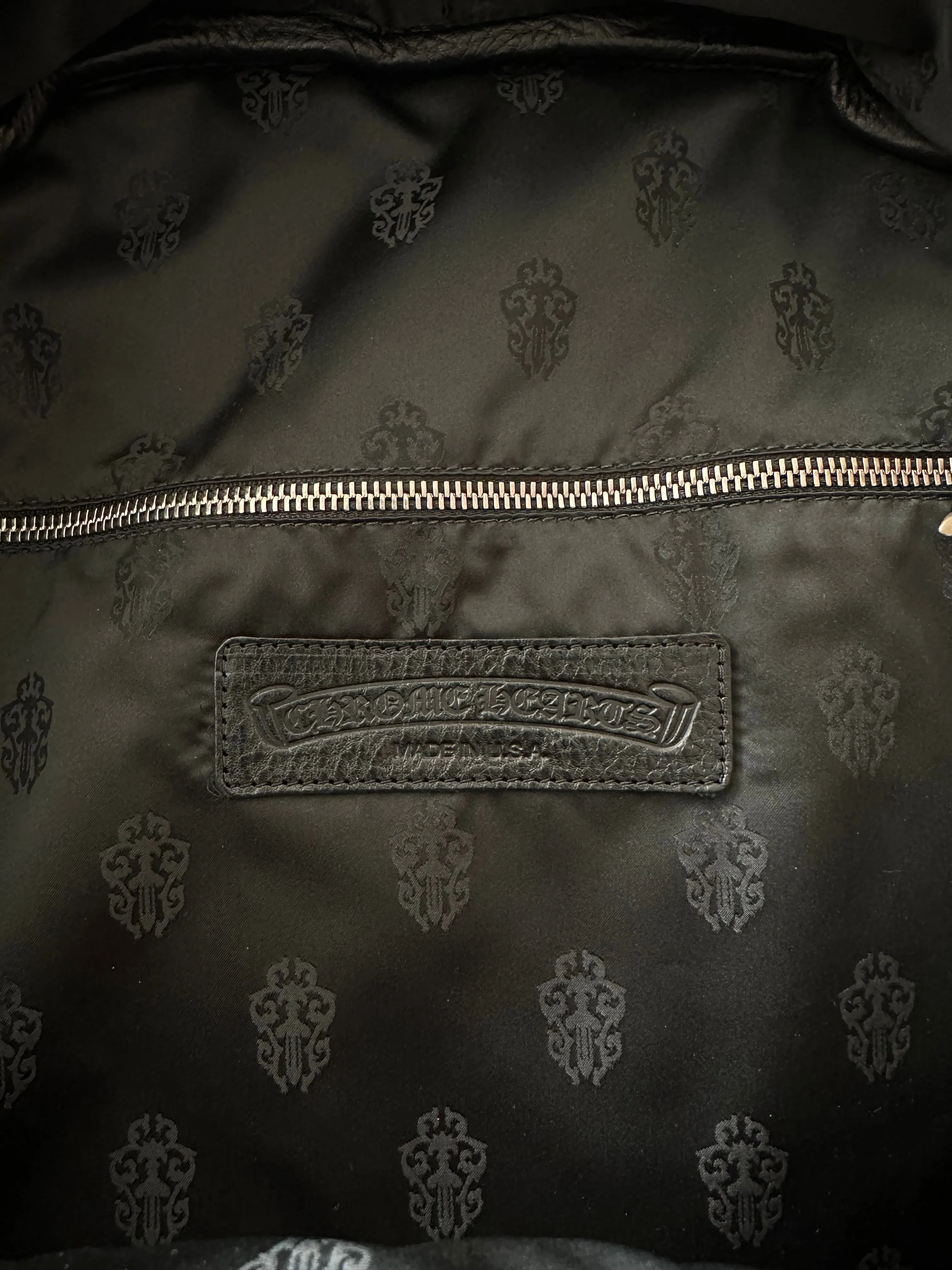 Chrome Hearts Black Multicolor Cross Patch Leather Backpack