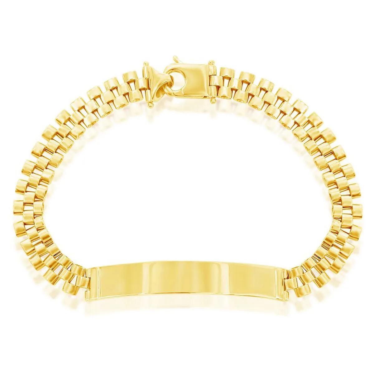 Classic Men's Bracelet - Gold Plated Sterling Silver Panther-Link ID | S-5136-GP 