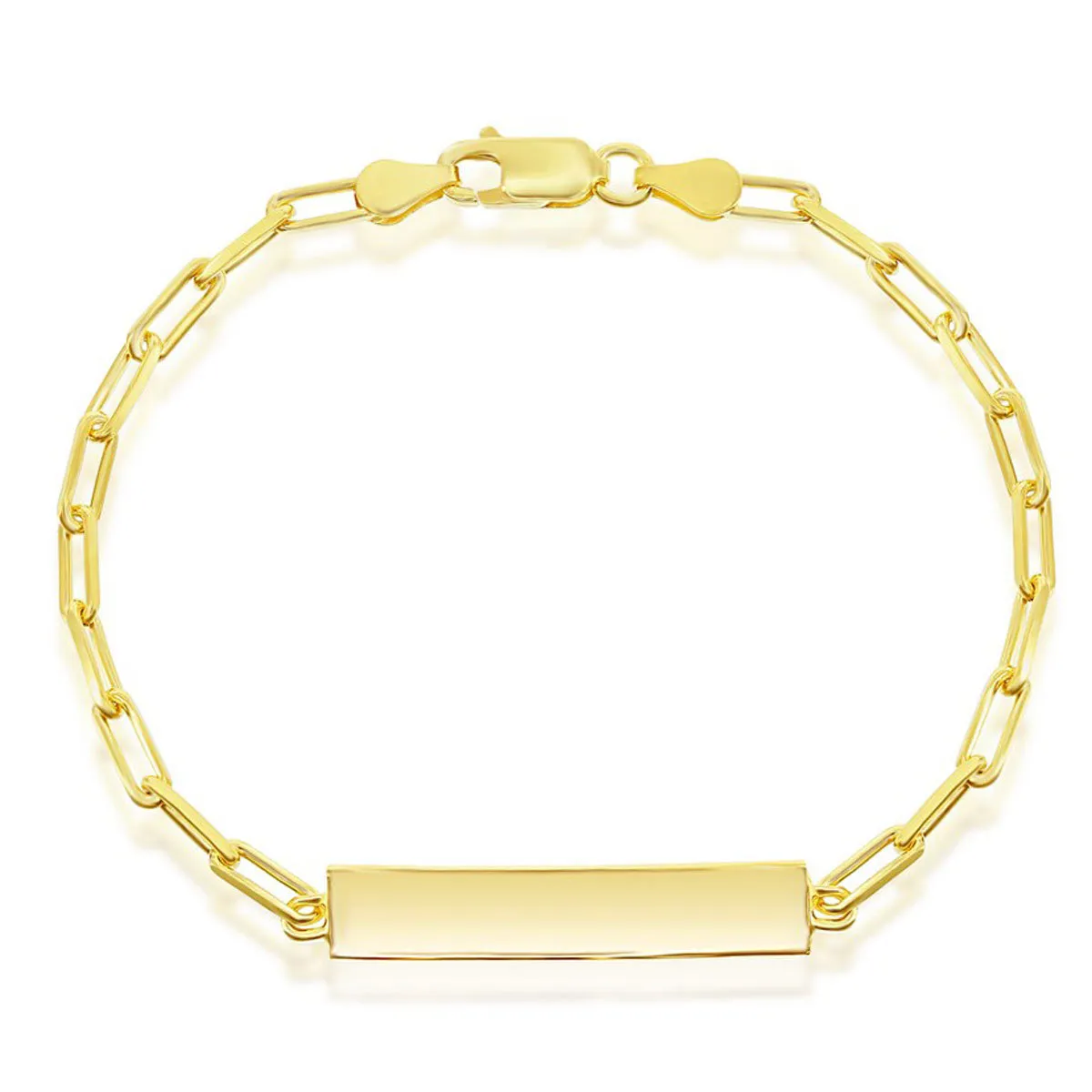 Classic Men's Bracelet - Gold Plated Sterling Silver Paperclip ID | S-5123-GP 