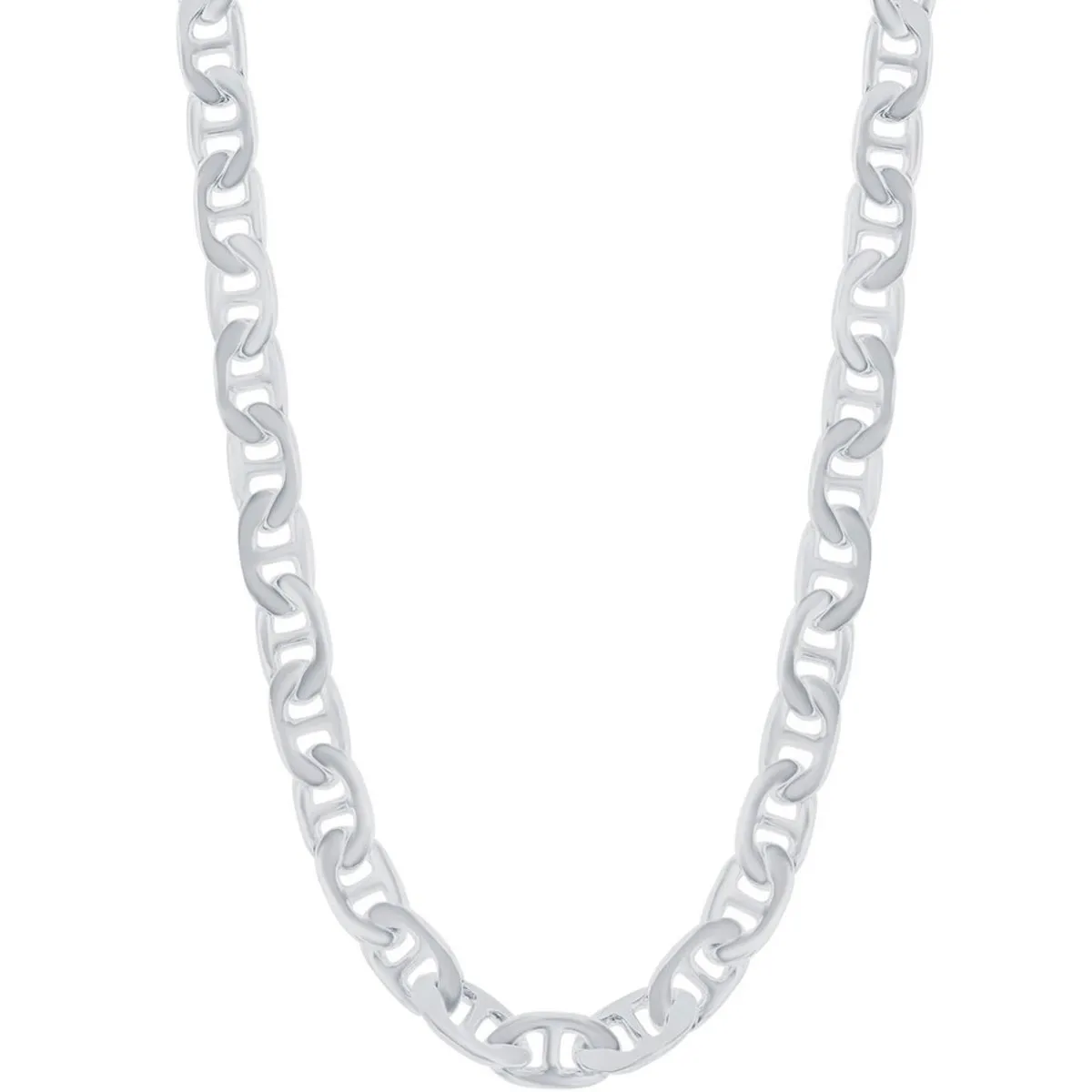 Classic Men's Chain - Rhodium Plated Sterling Silver 6.4mm Marina, 8 inch | Q-5555-8 