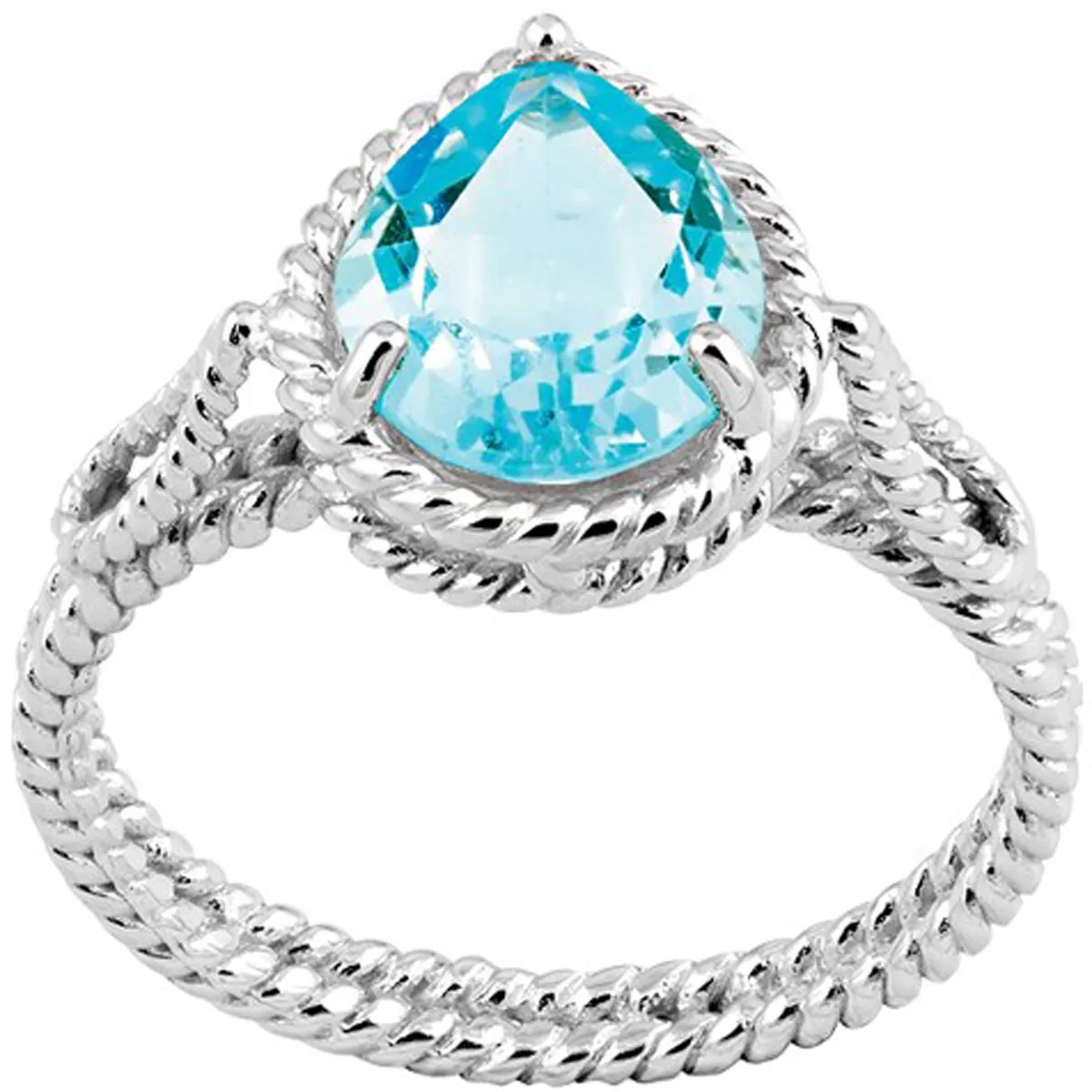 Classic Women's Blue Topaz Twisted Wire Ring - W-9256 