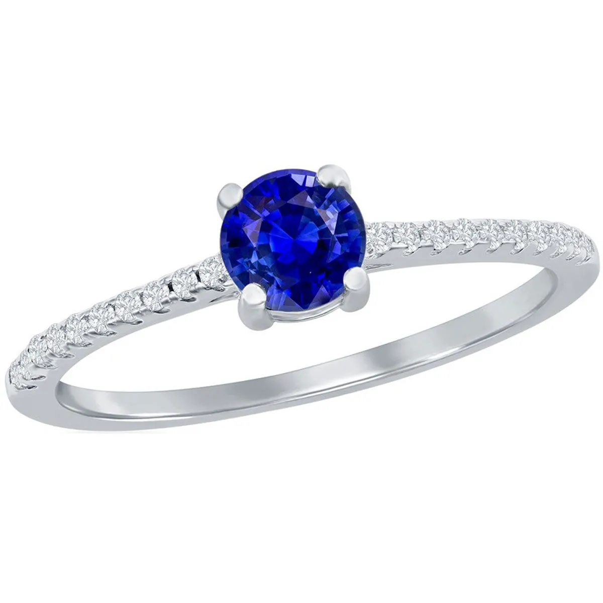 Classic Women's Sapphire and White Topaz Ring - W-2855 