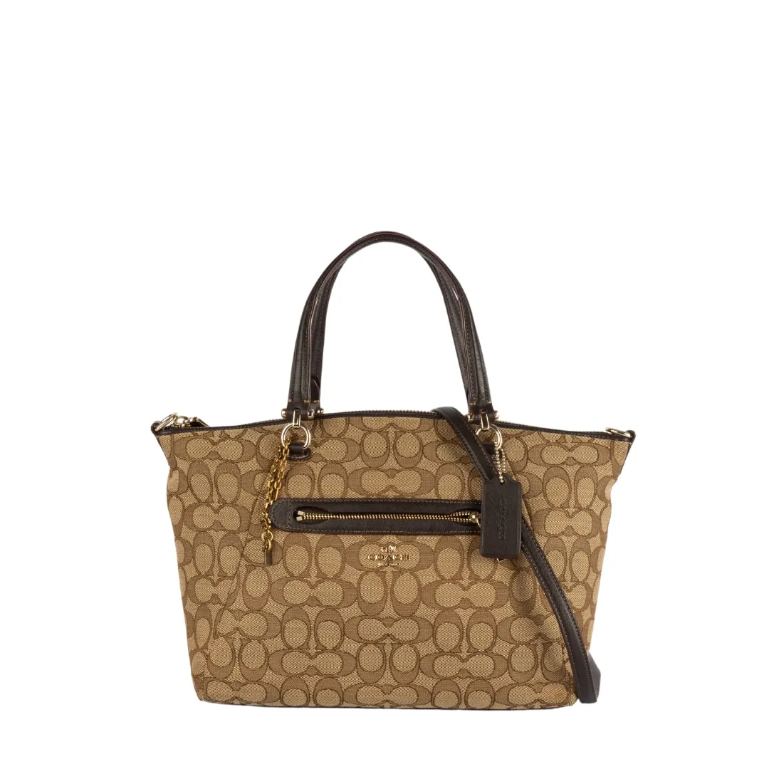 Coach Signature Jacquard Prairie Satchel flash sale luggage