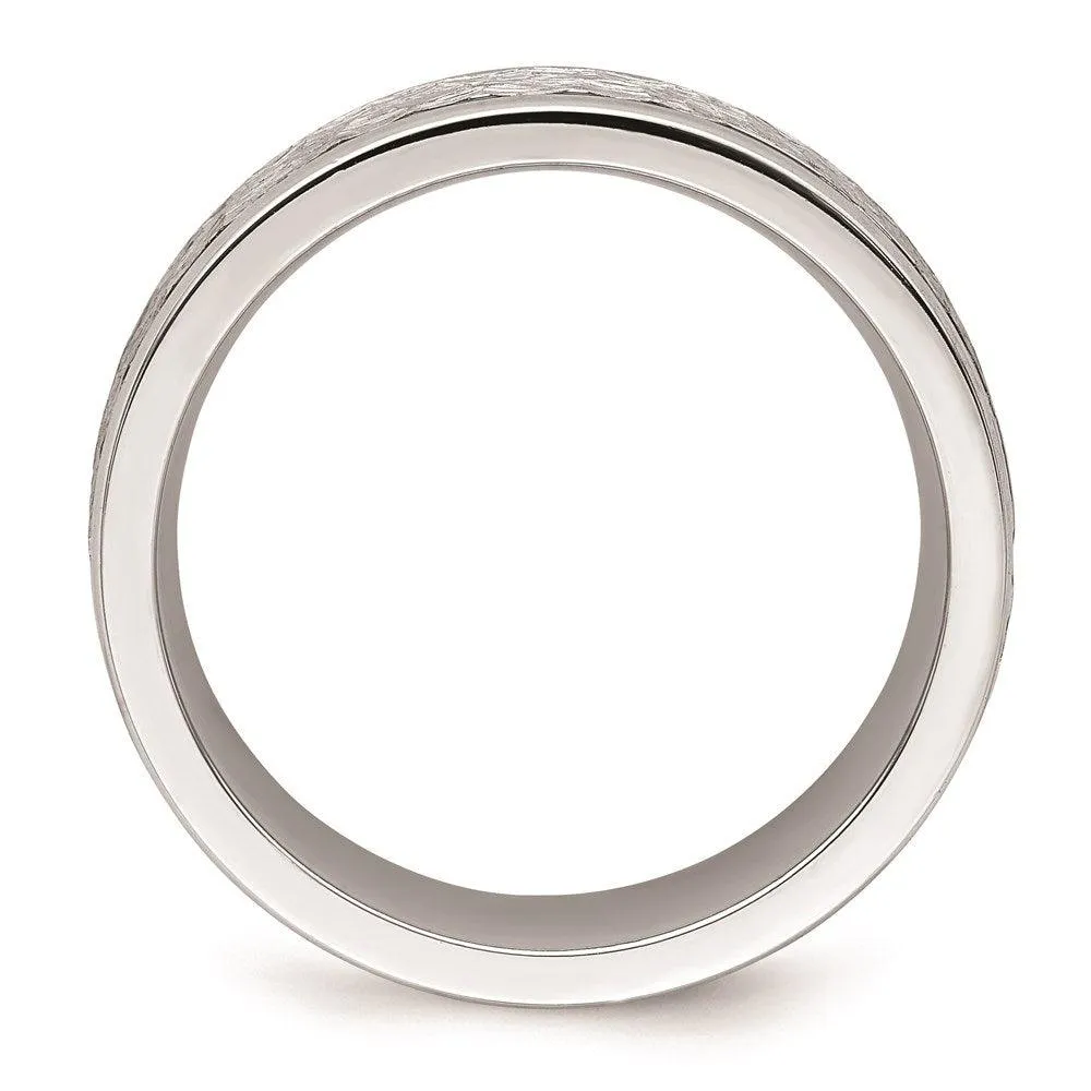 Cobalt Brushed and Polished Hammered Center 7mm Band