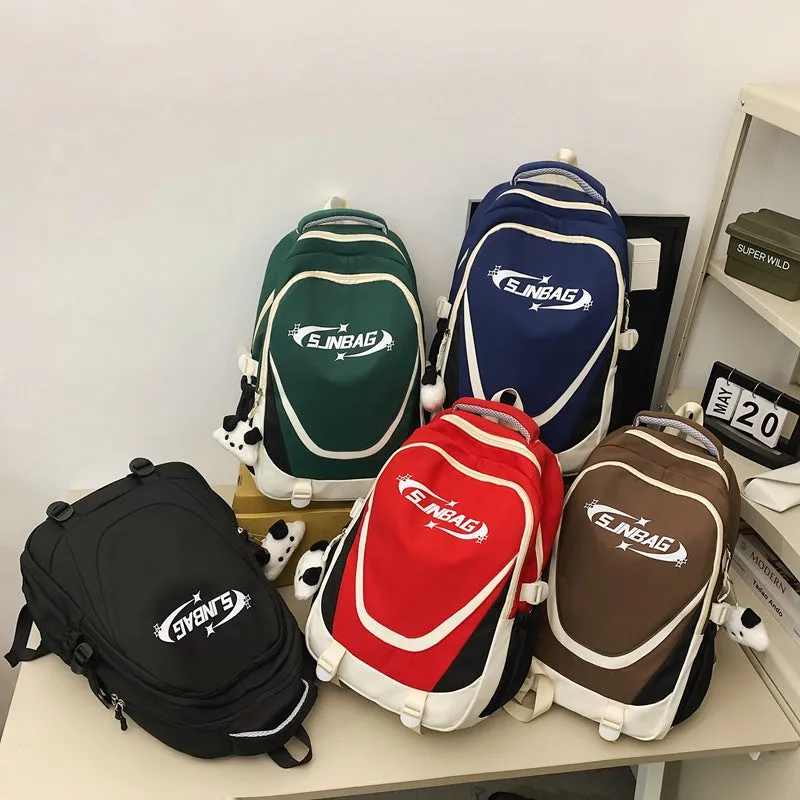 Contrast color school bag large capacity backpack 
