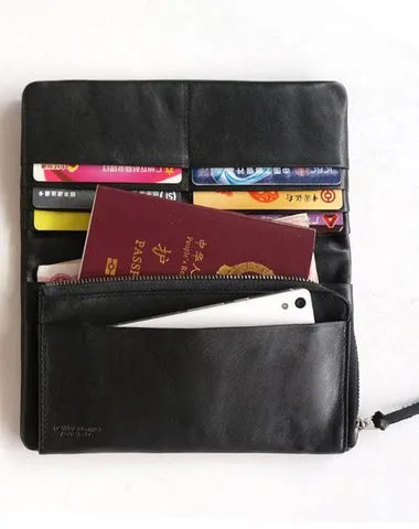 Cool Black Mens Leather Bifold Long Wallet Phone Soft Leather Long Wallet for Men Cyber Monday wallet sale