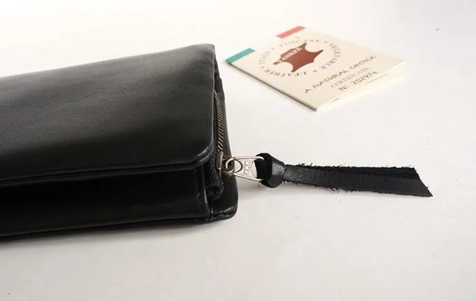 Cool Black Mens Leather Bifold Long Wallet Phone Soft Leather Long Wallet for Men