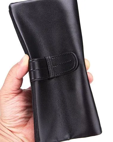 Cool Black Mens Leather Long Wallet Bifold Long Wallet for Men Cyber Monday wallet sale