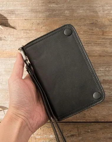 Cool Black Wristlet Wallet Leather Mens Long Wallet Long Wallet for Men Cyber Monday wallet sale