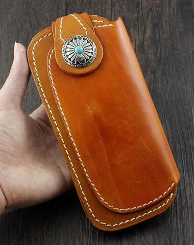 Cool Brown Leather Men's Long Biker Wallet Leather Long Wallet For Men Cyber Monday wallet sale
