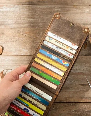 Cool Canvas Leather Mens Bifold Long Cards Wallet Long Wallet for Men Cyber Monday wallet sale