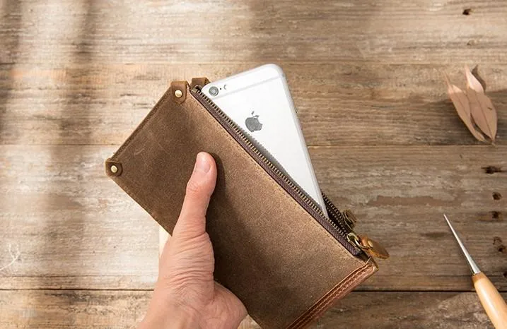 Cool Canvas Leather Mens Bifold Long Cards Wallet Long Wallet for Men