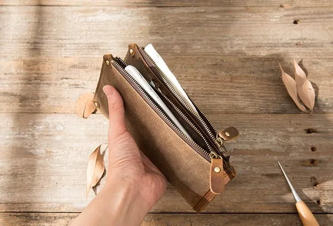 Cool Canvas Leather Mens Bifold Long Cards Wallet Long Wallet for Men