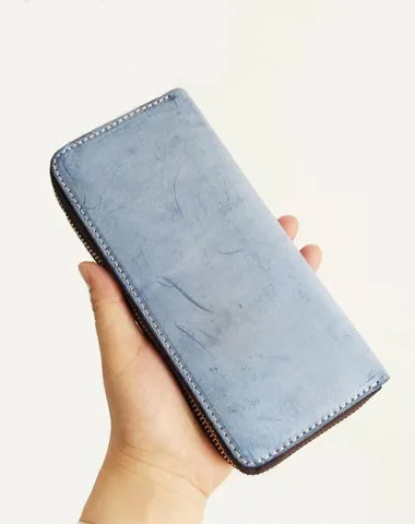 Cool Handmade Mens Blue Long Wallet Red Bifold Card Wallet Zipper Clutch Wallet For Men Cyber Monday wallet sale
