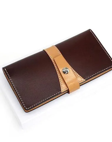 Cool Handmade Mens Leather Bifold Long Wallet Envelope Long Bifold Wallet for Men Cyber Monday wallet sale
