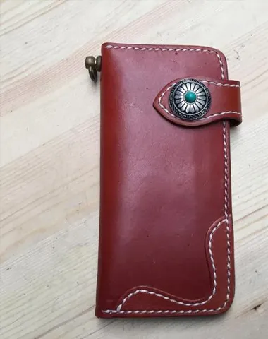 Cool Leather Mens Biker Chain Wallet Handmade Long Chain Wallets with Chain Cyber Monday wallet sale