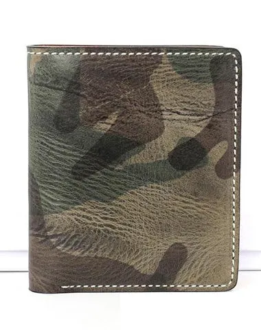 Cool Leather Mens Camouflage Small Wallet on sale Front Pocket Wallet on sale billfold Slim Wallet on sale for Men