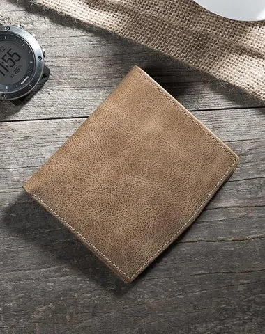 Cool Leather Mens Slim Small Leather Wallet on sale Men billfold Bifold Wallets on sale for Men