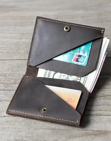Cool Leather Mens Slim Small Leather Wallets on sale Men billfold Bifold Wallet on sale for Men