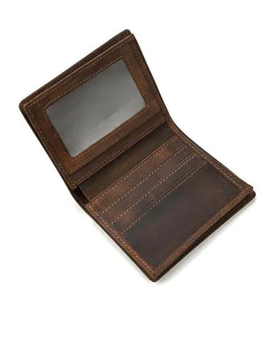Cool Leather Mens Small Bifold Wallet on sale billfold Wallet on sale Front Pocket Wallets on sale for Men