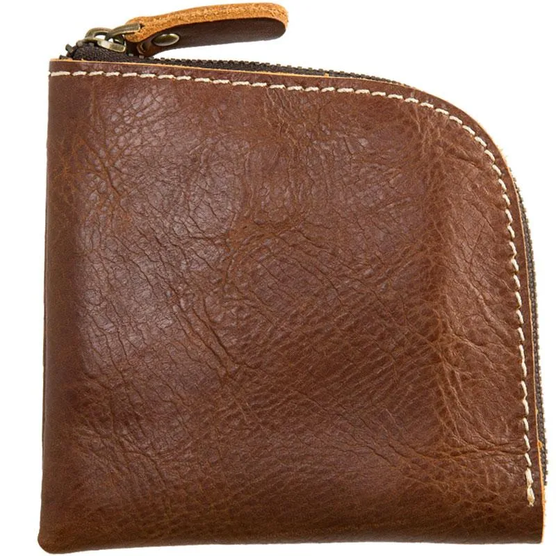 Cool Leather Mens Small Front Pocket Wallet Vintage billfold Wallets for Men