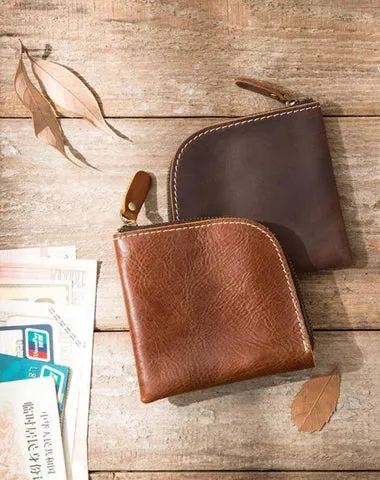 Cool Leather Mens Small Front Pocket Wallet on sale Vintage billfold Wallets on sale for Men