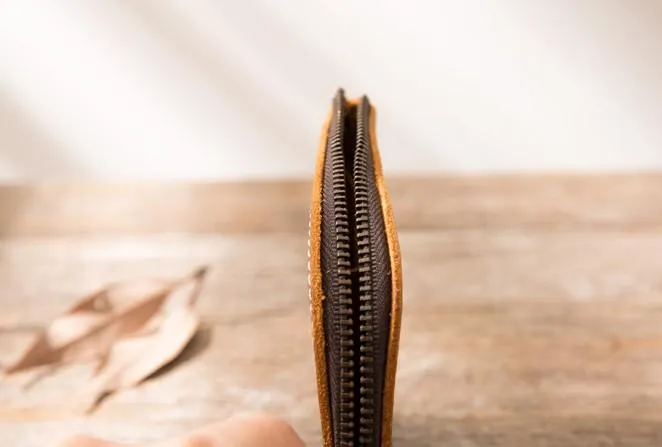 Cool Leather Mens Small Front Pocket Wallet Vintage billfold Wallets for Men