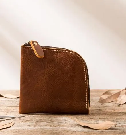 Cool Leather Mens Small Front Pocket Wallet Vintage billfold Wallets for Men