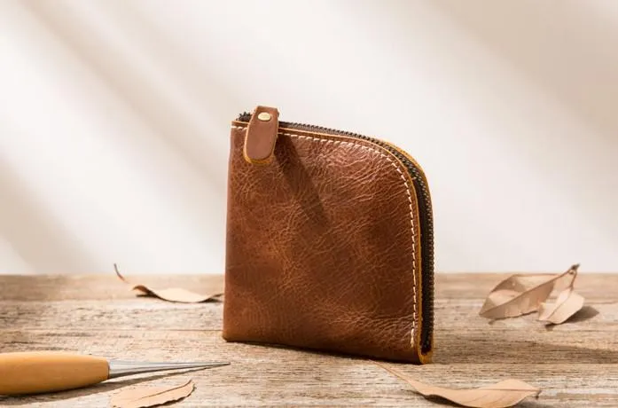 Cool Leather Mens Small Front Pocket Wallet Vintage billfold Wallets for Men