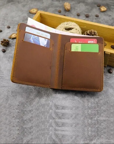Cool Leather Mens Small Vertical Bifold Wallet on sale billfold Wallet on sale Horizontal Front Pocket Wallets on sale for Men