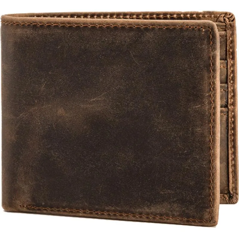 Cool Leather Mens Small Wallet Bifold Vintage Slim billfold Wallet for Men