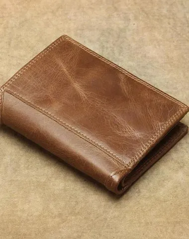 Cool Leather Mens Small Wallet on sale billfold Bifold Wallet on sale Front Pocket Wallet on sale for Men