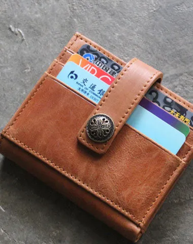 Cool Leather Mens Small Wallet on sale Leather billfold Bifold Card Wallets on sale for Men