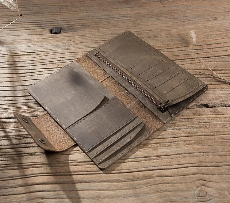 Cool Leather Mens Travel Long Wallet Passport Leather Wallet Long Wallets for Men