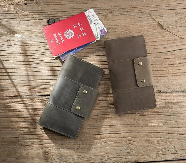 Cool Leather Mens Travel Long Wallet Passport Leather Wallet Long Wallets for Men
