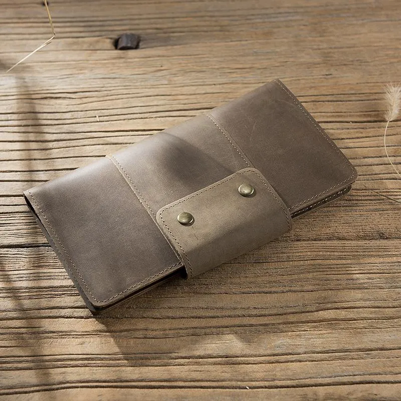 Cool Leather Mens Travel Long Wallet Passport Leather Wallet Long Wallets for Men