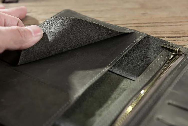 Cool Leather Mens Travel Long Wallet Passport Leather Wallet Long Wallets for Men