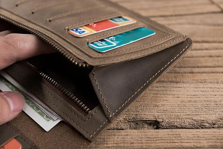 Cool Leather Mens Travel Long Wallet Passport Leather Wallet Long Wallets for Men