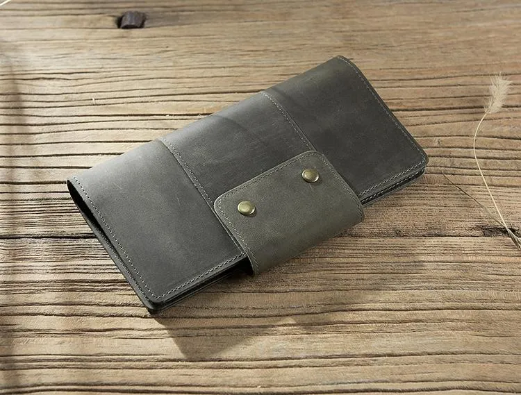 Cool Leather Mens Travel Long Wallet Passport Leather Wallet Long Wallets for Men