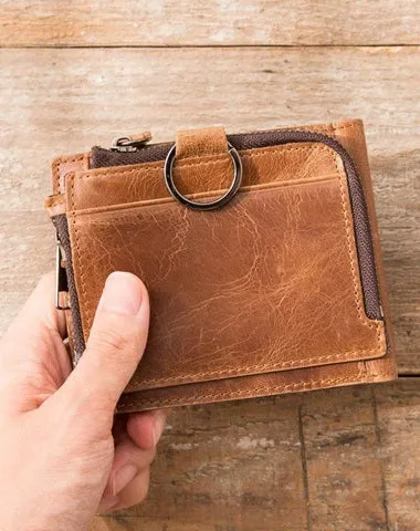 Cool Leather Mens Trifold Slim Front Pocket Wallets on sale billfold Small Wallet on sale for Men