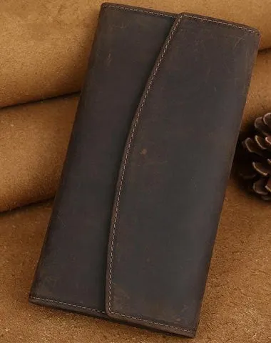 Cool Leather Wallet Men's Trifold Long Wallet Vintage Long Wallet For Men Cyber Monday wallet sale